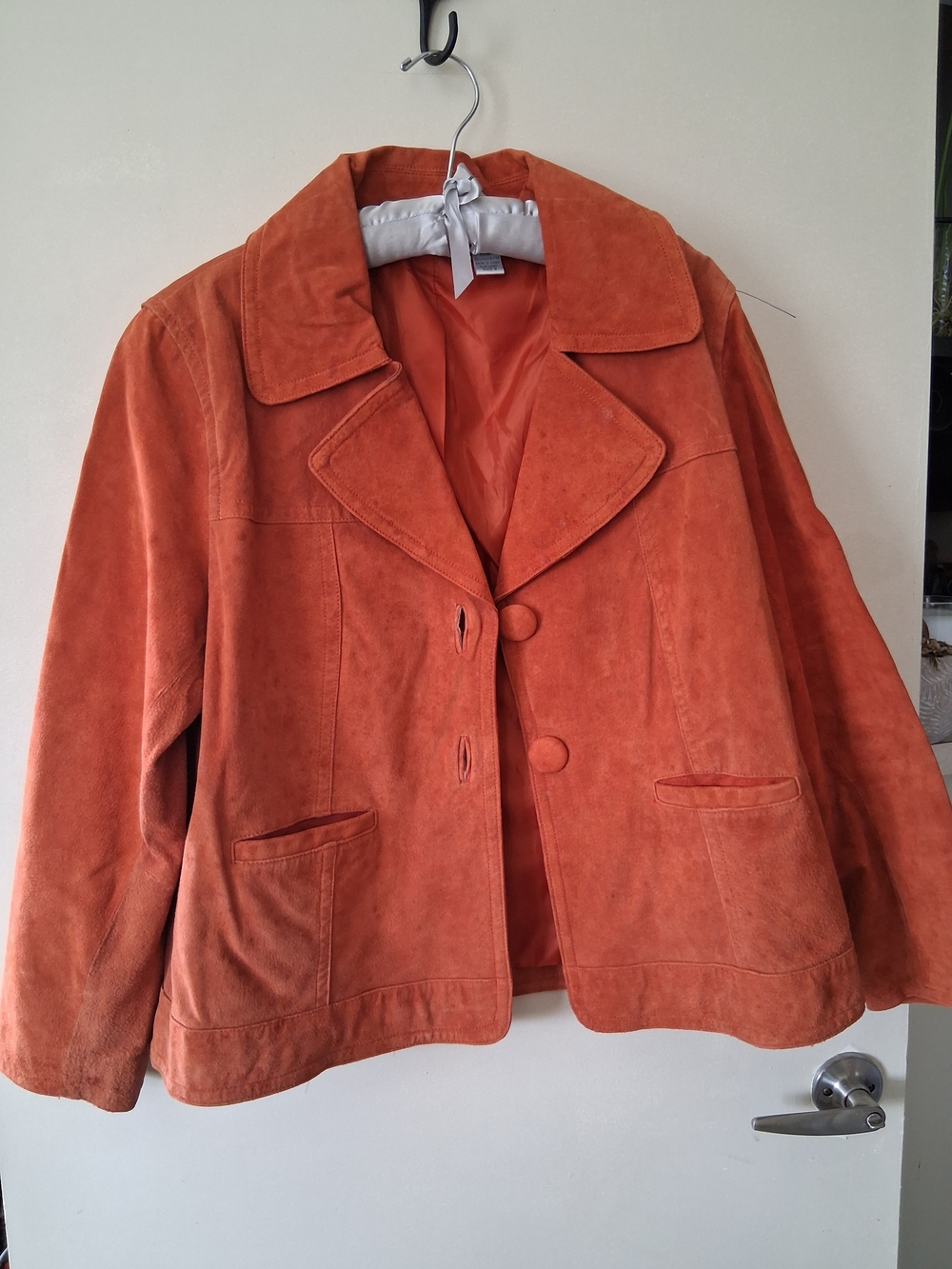 Chico's Orange Suede Button-Front Jacket